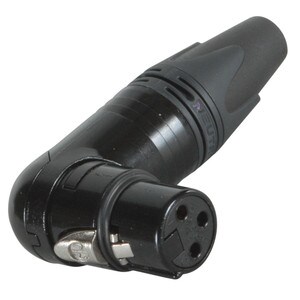 Neutrik NC3FRX-B XLR Connector 90 Degree Right Angle Female Black Gold Contacts